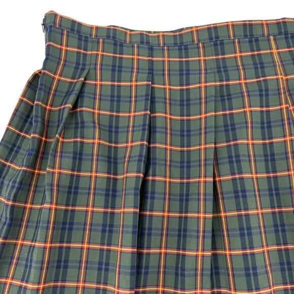 ASOS Design Curve Plaid Pleated Skirt Green Navy Size 24 Dark Academia Preppy - Picture 13 of 16